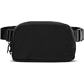 Black Fanny Pack Anti Theft for Women Men Travel, Small Belt Bag, Waist Crossbody with Adjustable Strap, Water-repellent & Lightweight, Stylish Everywhere Bag for Teens Trip, Workout, Unisex