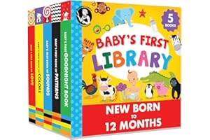MADAME CURIE'S STORYHOUSE Madame Curie’s Baby's First Library Set of 5 | Baby Toys, for 0-3-6 Months, 0 to 1 Year Old, Toddler Board Books | Baby Shower, Birthday Gift Ideas for Newborn Girl & Boy, Infant Toys