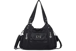 Angel Kiss Purses for Women, Large Shoulder Bag Hobo Tote Purse Mutipocket Faux Leather Satchel Hobo Purse