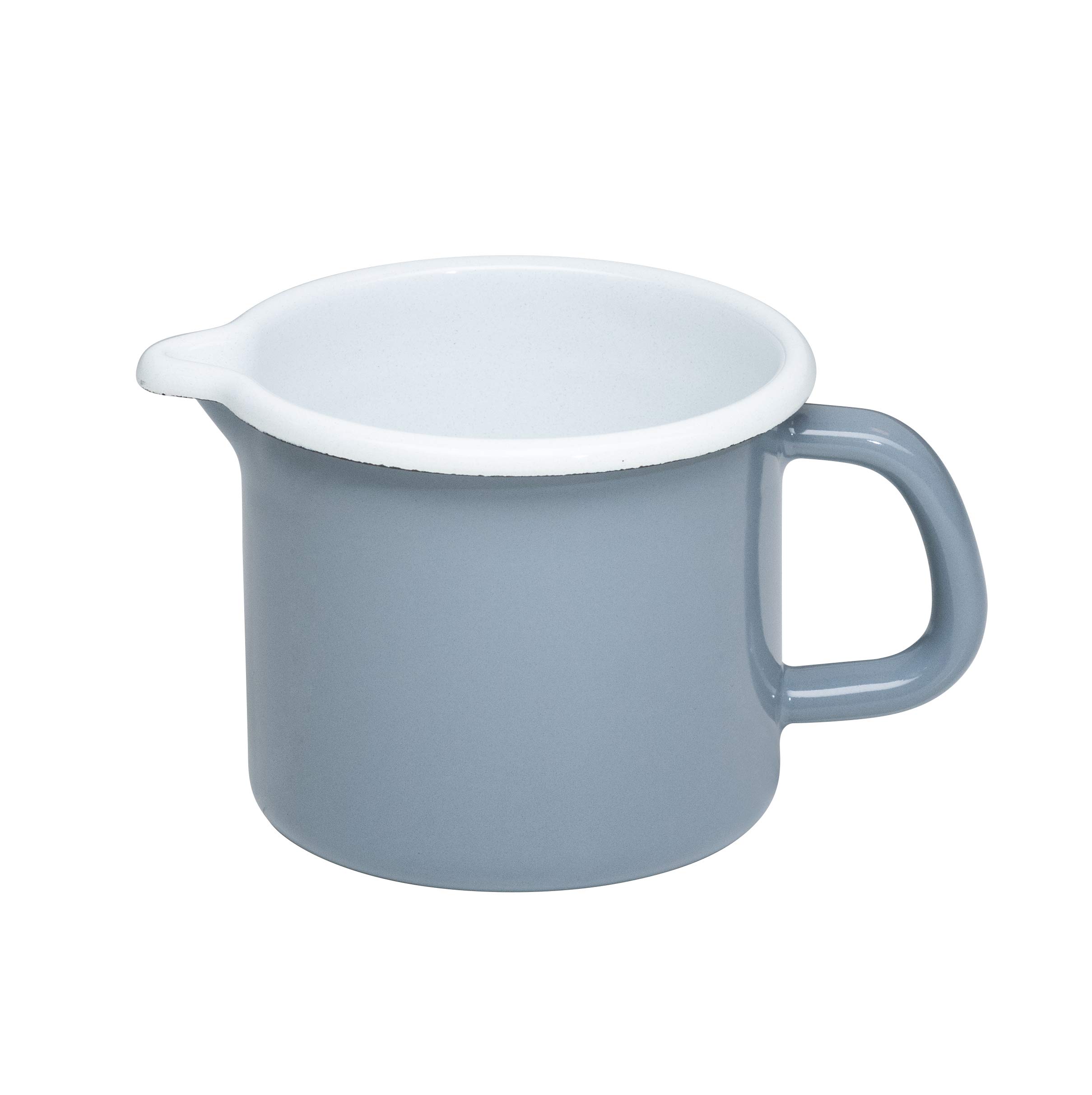 Riess, 0038-065, Sippy Cup 9, Classic - Pure Grey, Diameter 9 cm, Height 8.5 cm, Capacity 0.5 Litre, Enamel, Light Grey, Milk Pot, Induction