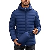 COOFANDY Mens Packable Puffer Jacket Lightweight Hooded Insulated Winter Coat Windproof Zipper Down Jacket