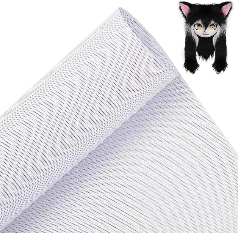 BENECREAT Fursuit Eye Mesh 100x30cm White PVC Sublimated Net 0.5mm Printable