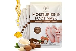 BLOOMORA Hydrating Foot Mask for Dry Cracked Feet, Restoring & Hydrating Socks with Shea Butter, Jojoba Oil & Vitamin E, Feet Mask for Women & Men Foot Care (6 Pairs)