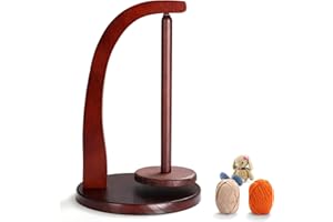 DMTVAL Wooden Magnetic Yarn Holder, Vertical Yarn Skein Holder with Easy Installation, Smooth Rotation, Durable Varnish Surface, Perfect Yarn Holder Spinner for Knitting and Crocheting (Walnut)