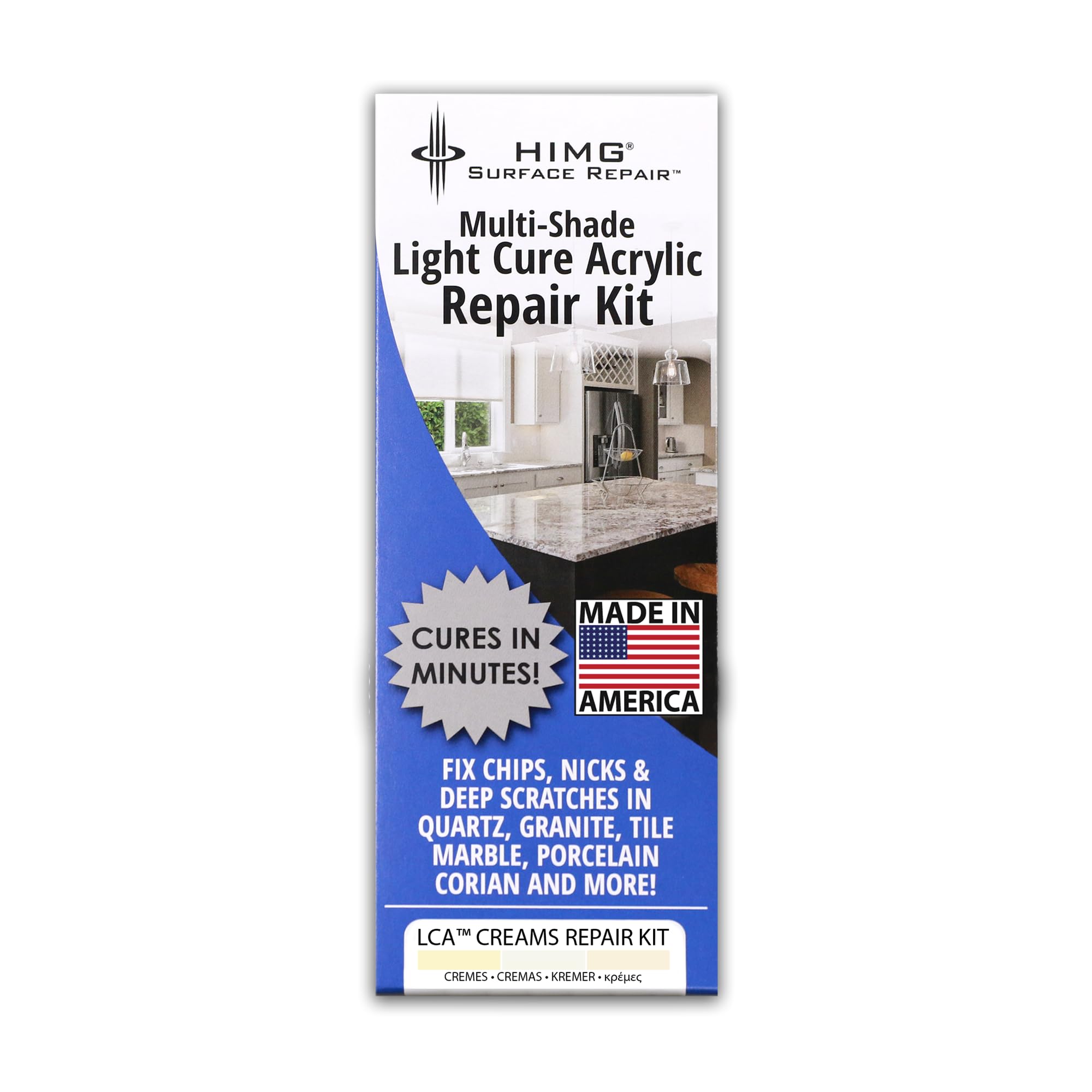 HIMG Cream Tones - Quartz, Marble, Granite, Porcelain Countertop Chip Repair Kit - Light Cure Acrylic Surface Repair