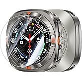 Goton Metal Case with Screen Protector for Galaxy Watch Ultra/Ultra 2025 47mm, 360° Full-Body Rugged Stainless Steel Bumper + PC Back Cover, for Samsung Galaxy Watch 7/8 Ultra, Titanium Silver+Orange