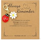 Eldraqth Lady Bug Keychain with Positive Cards, Daisy Ladybug Keychain | Ladybug Bag Charm Cute Insects Lady Bug Accessories Gifts for Women Friends Birthday