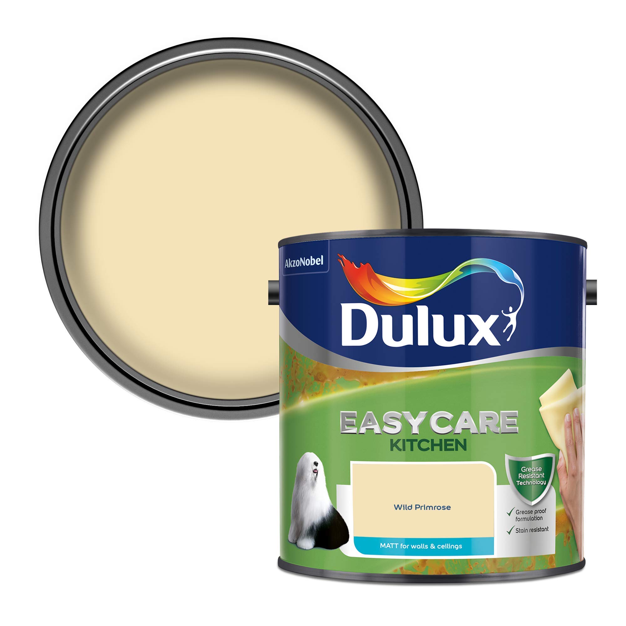 Dulux Easycare Kitchen Matt Emulsion Paint For Walls And Ceilings - Wild Primrose 2.5 Litres