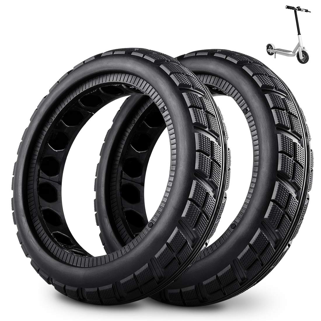 FOXNSK 8.5 Inch Solid Tire Tyre for Xiaomi mijia M365, Front/Rear Rubber Tire Wheel Replacement for Electric Scooter 8 1/2x2 Anti-slip (2 PCS)