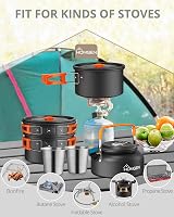 HOMGEN Camping Cookware Set 2-3 People Aluminum Pots Pans Stove Kit view 6