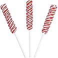 Red and White Mini Twisty Swirl Suckers - Bulk set of 24 Individually Wrapped Lollipops - Great for Wedding, Birthday, Events