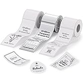 NIIMBOT Thermal Label Maker Tape Set, Compatible for NIIMBOT B1 B21 B31 B4 Label Printer, Thermal Paper 3 Rolls, Include 50×80mm White,50×80mm Clear,50×50mm White Round