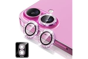 BERFY Camera Lens Protector for iPhone 16/16 Plus/17, Glitter Bling Aluminum Alloy Metal Ring, 9H Tempered Glass Camera Cover Screen Protector Accessories, Anti-Scratch, Case Friendly, Purple