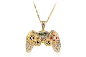 Rrdaily To My Son/Grandson Colorful Crystal Game Controller Punk Hip Hop Friendship Necklace for Best Friends