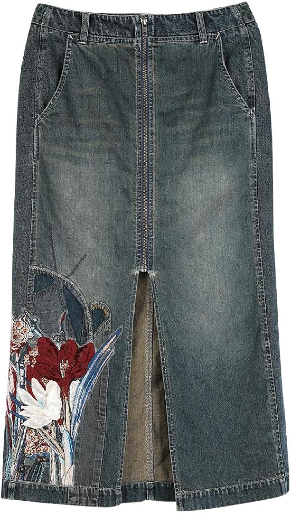 Amazon ハイウエスト デニムスカート ジーンズ ジーパン 膝下丈 ひざ丈 スカート 大人 上品 きれいめ 可愛い 人気 大人 ハイウエスト ミディアム丈 きれいめ 春夏 人気 トレンド スカート 通販