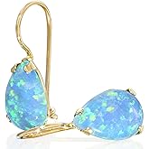 14K Gold Gemstone Earrings - Solid Yellow Gold Pear Shape Dangle Earrings - Birthstone Gift - Teardrop Jewelry - Handmade Elegant Gift for Women