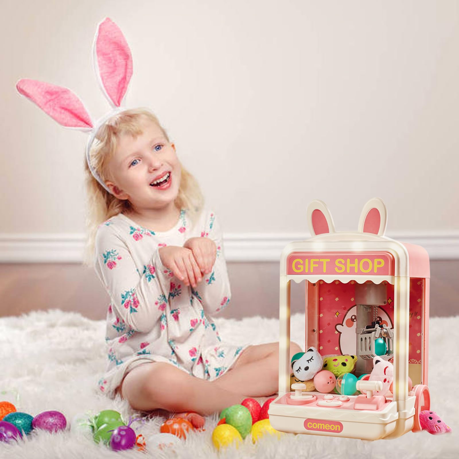 JUXUE Mini Claw Machine for Kids, Arcade Games for Home, Large Candy Claw Machine with Toys Inside, Vending Machines Toys, Prize Dispenser, Party Christmas Birthday Gifts for 6-8-10 Year Old Girls