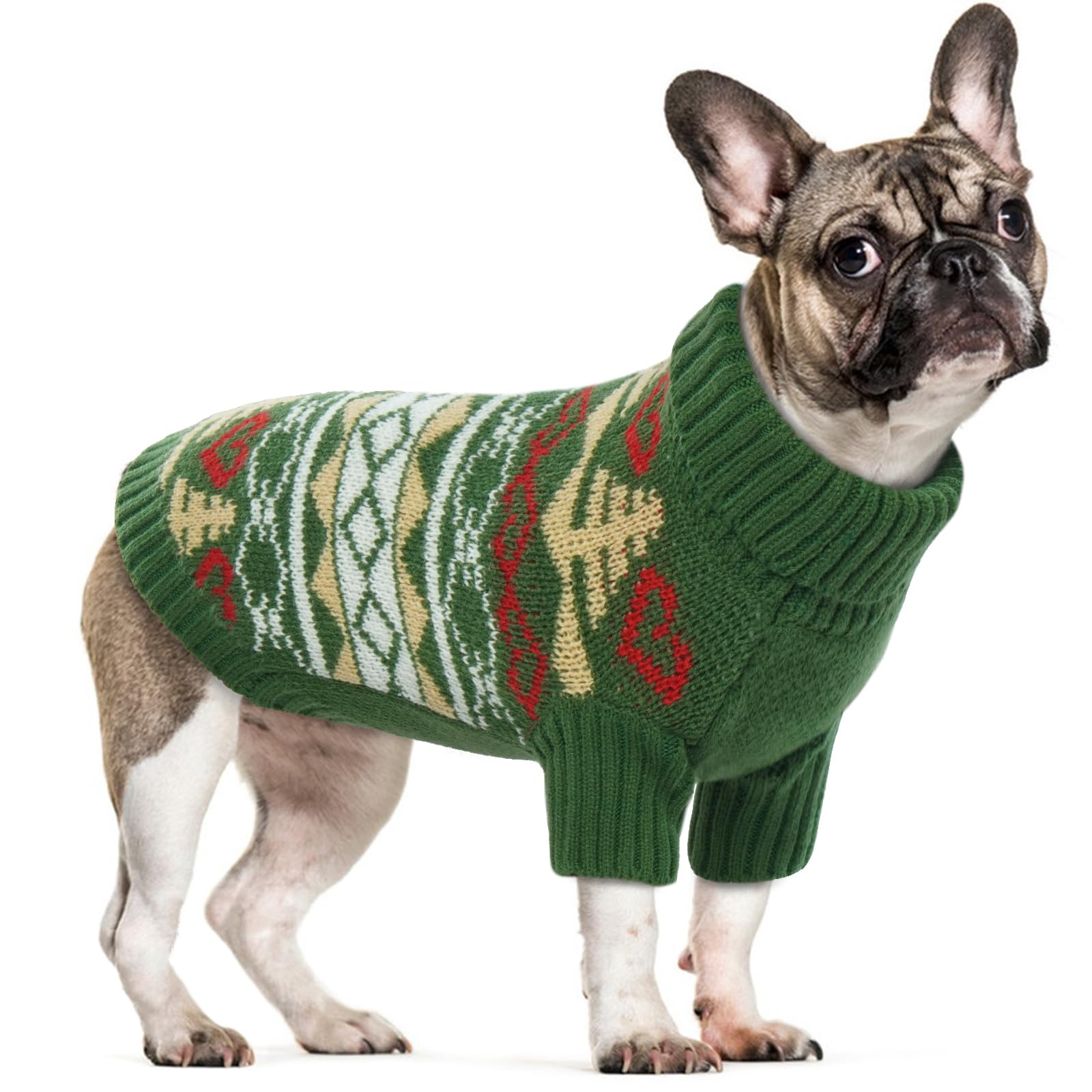 Small Dog Jumper, Puppy Jumper Comfortable Chihuahua Winter Clothes for Girl Boy Cold Weather Holidays Party Christmas(Green, S)