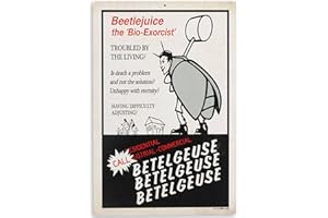 Open Road Brands Beetlejuice The Bio-Exorcist Ad Hanging Metal Sign - Funny Beetlejuice Sign for Movie Room or Halloween Decor