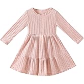 Kionio Toddler Baby Girl Long Sleeve Dress Girls Knit Sweater Dresses Tiered Kids Swing Holiday Clothes Fall Winter