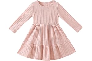 Kionio Toddler Baby Girl Long Sleeve Dress Girls Knit Sweater Dresses Tiered Kids Swing Holiday Clothes Fall Winter
