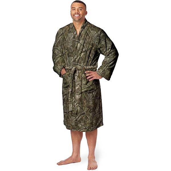 SEANATIVE 3D Camo Hunting Sleepwear Comfy Men's Bathrobe for Spa