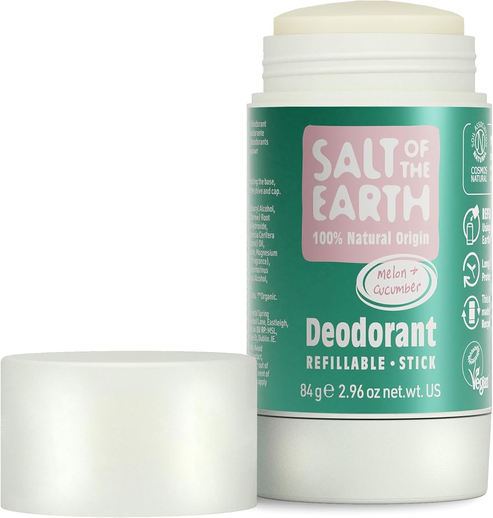 Salt Of The Earth Melon & Cucumber Deodorant Stick 84g Refillable UK Made