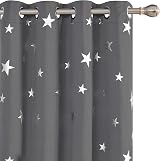 Deconovo Star Foil Printed Thermal Blackout Curtains 2 Panels 66x90 Grey