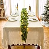 9FT Real Touch Norfolk Pine Christmas Garland with Light Winter Artificial Faux Greenery Garland Table Mantle Stairs Fireplace Wall Decor Outdoor Indoor Porch Home Decorations (Battery Not Included)