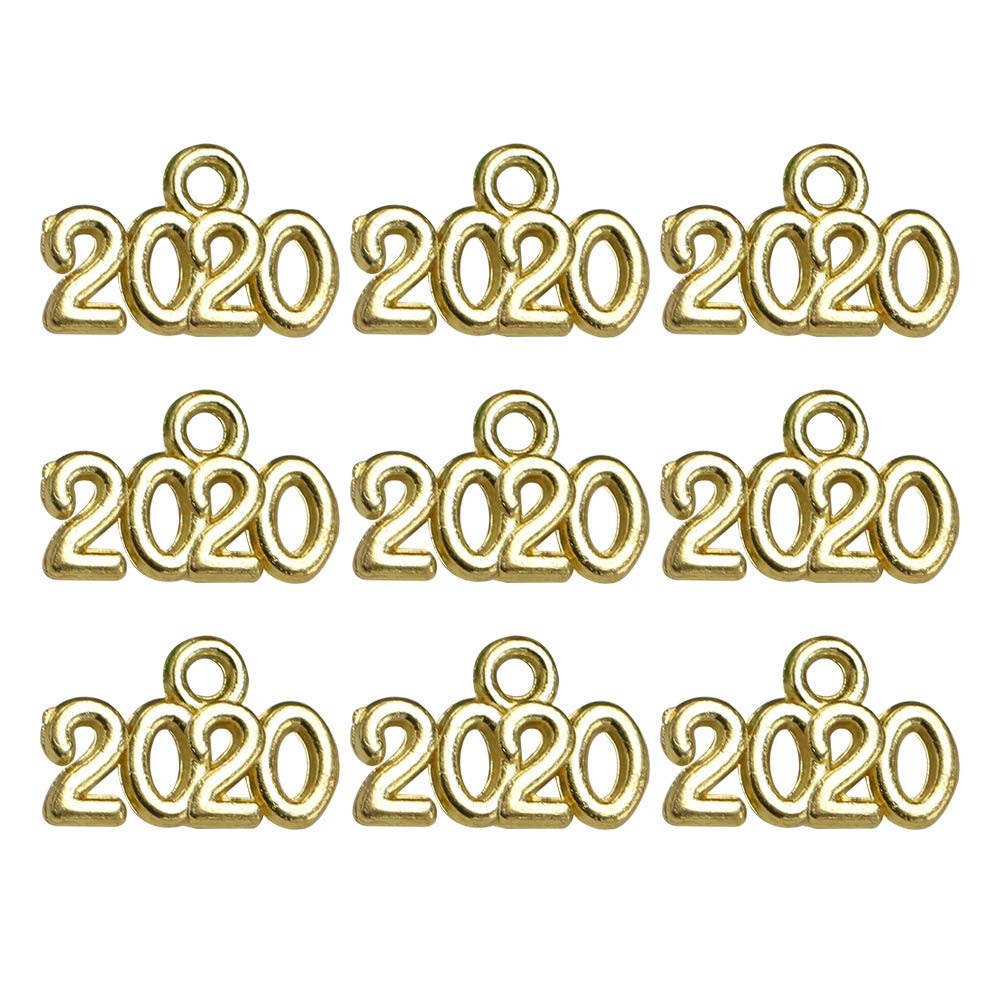Amosfun New-Year Decorations 100pcs Alloy Pendants Stylish 2020 Number Pendants Charms Jewelry Making Accessories for Craft Bracelet Necklace