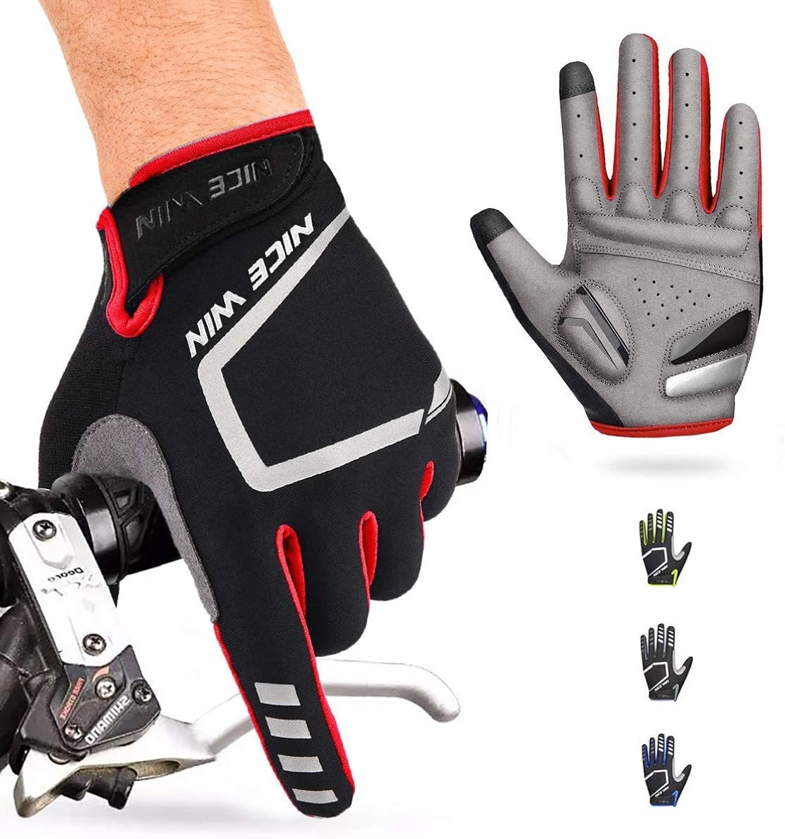 NICEWIN Cycling Gloves Motorcycle Bike Mountain- Road Bicycle Men Women Padded Antiskid Touch Screen: Clothing