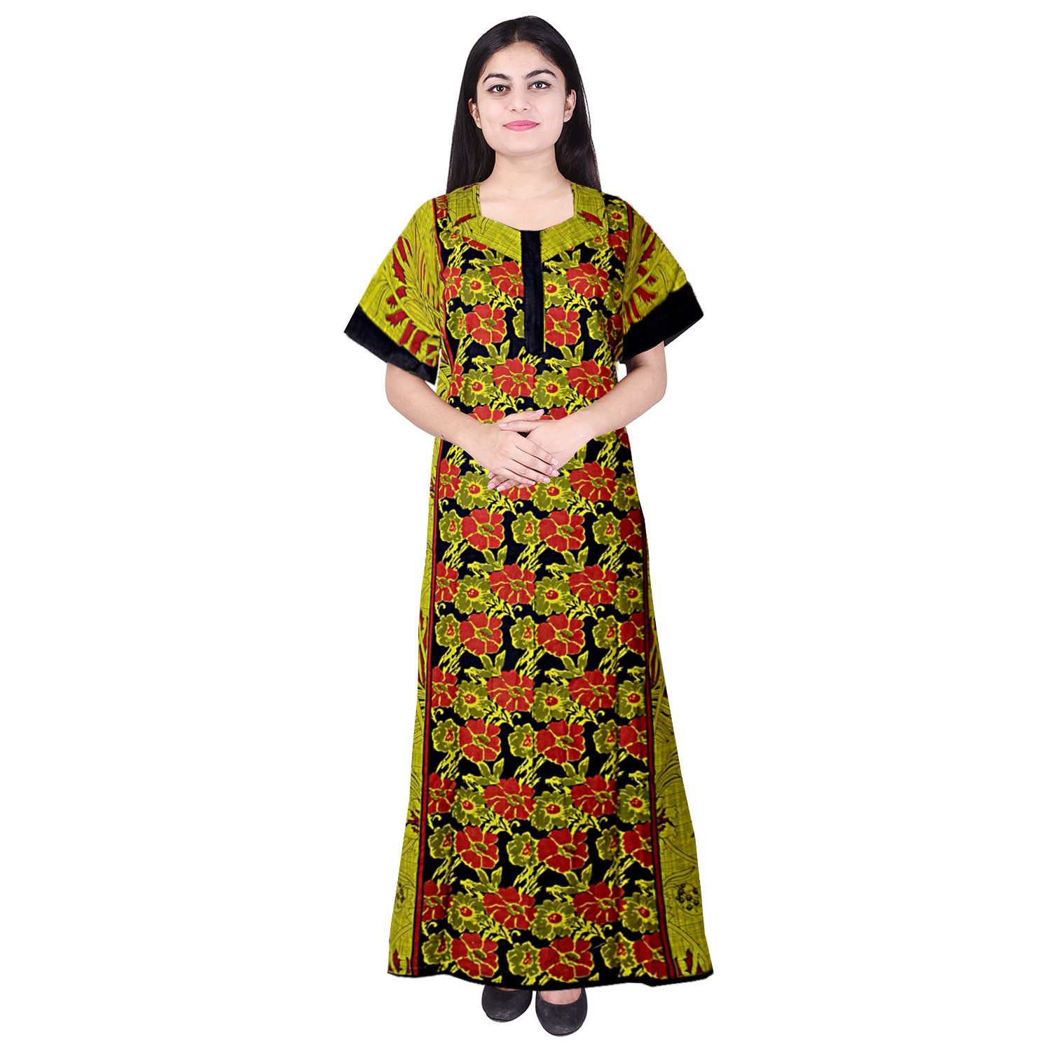 jwf women's cotton nighty free size (pack of 2 pcs)