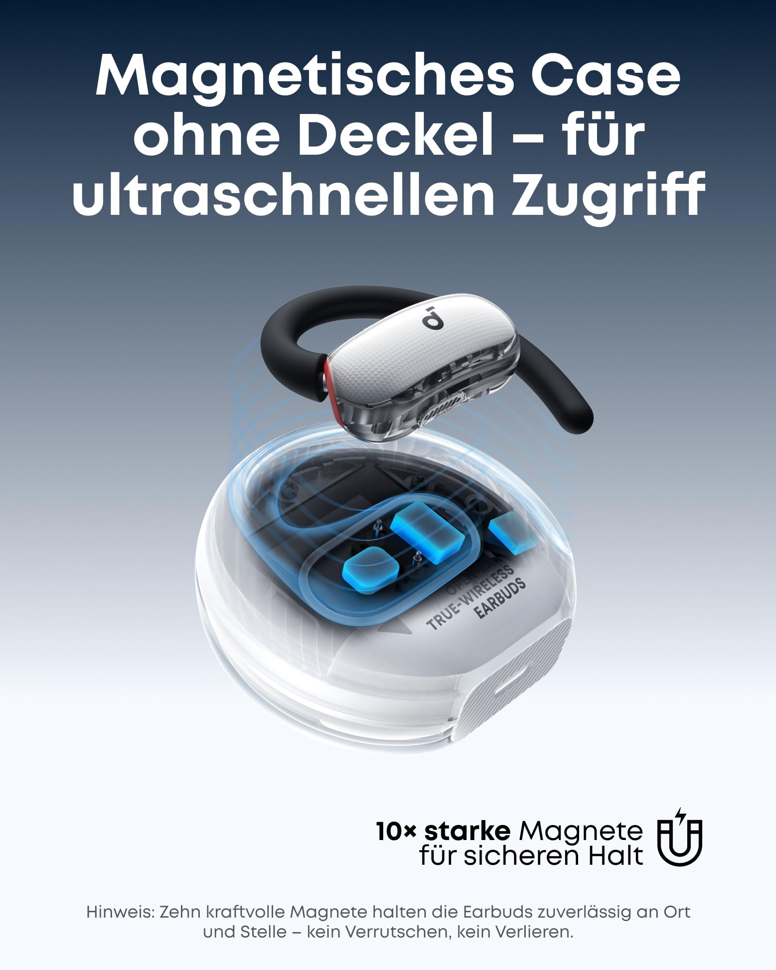 soundcore V40i by Anker, Open-Ear Kopfhörer, transparentes Case ohne Deckel, 4 einstellbare Positionen für Jede Ohrgröße, intensiver Bass, IP55, 21h Wiedergabe, Anrufe mit KI, Bluetooth 5.4, App 3