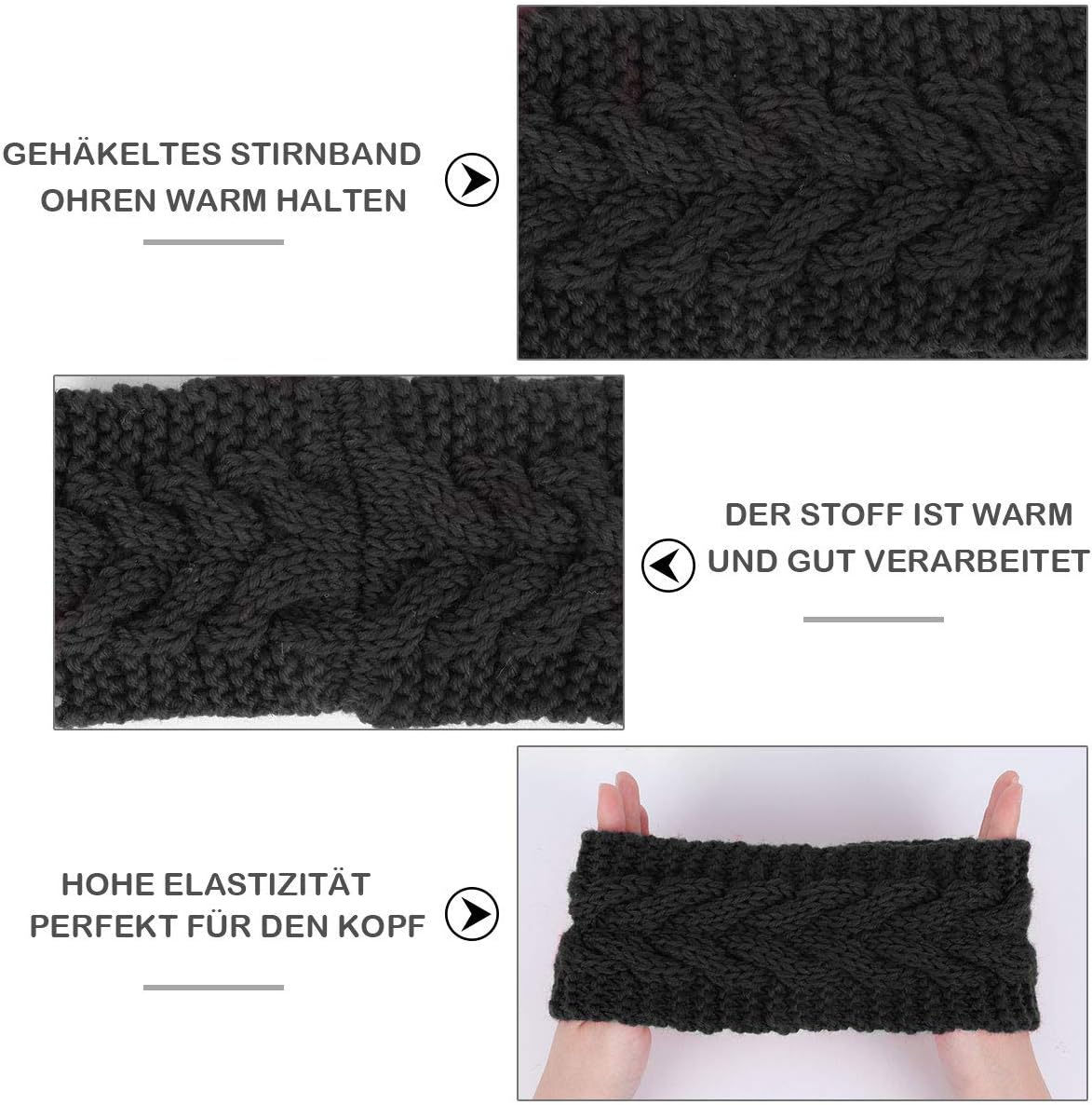 Winter Knitted Headband for Women, Soft Warm Crochet Braided Ear Warmer - Image 3