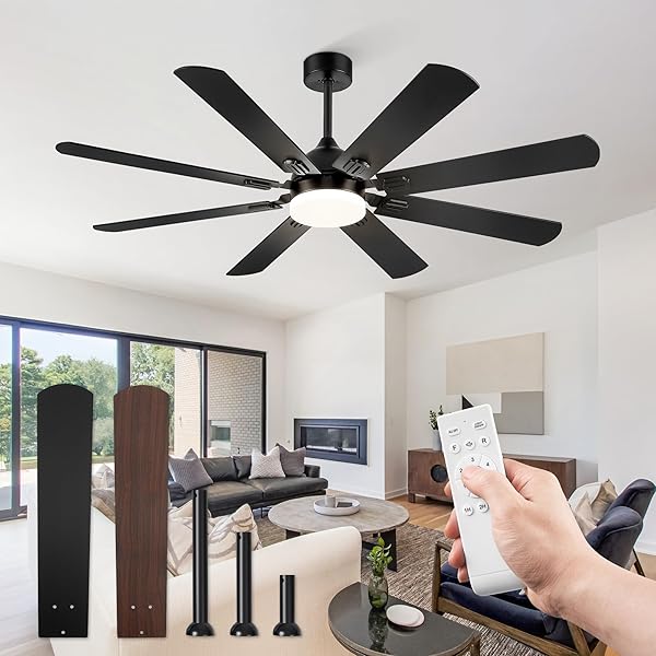 FANBULOUS 62 INCH CEILING FANS WITH LIGHTS, BLACK...
