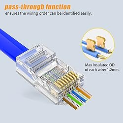 AOWIZ RJ45 Cat6 Cat6a Connector Pass Through 23AWG
