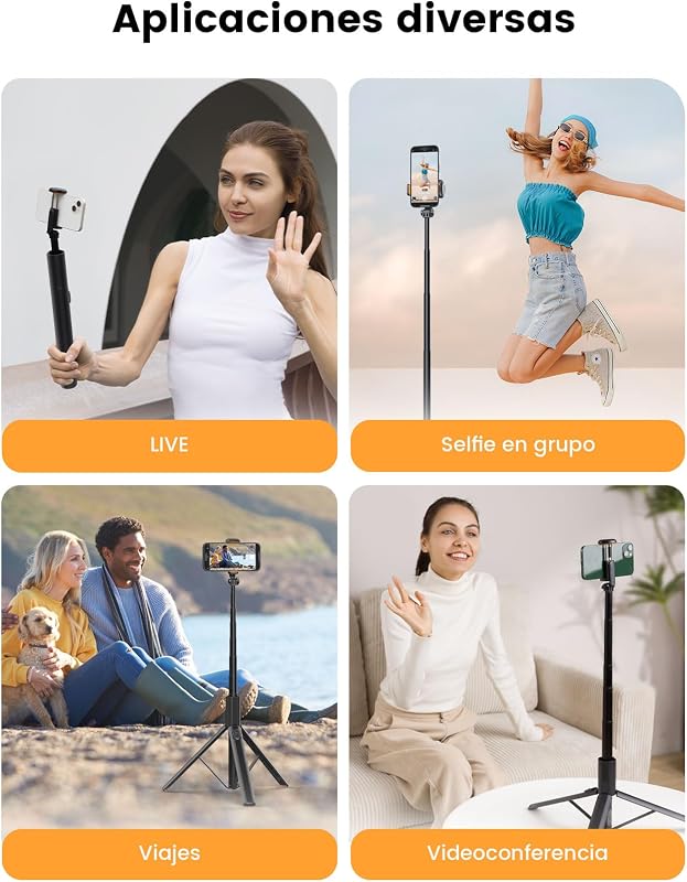 Tripé Selfie Stick de 180cm, monopé móvel NT79 com comando remoto para telemóvel e câmara, compatível com iPhone/Samsung/Gopro/Câmara (preto) — foto 8 de 8