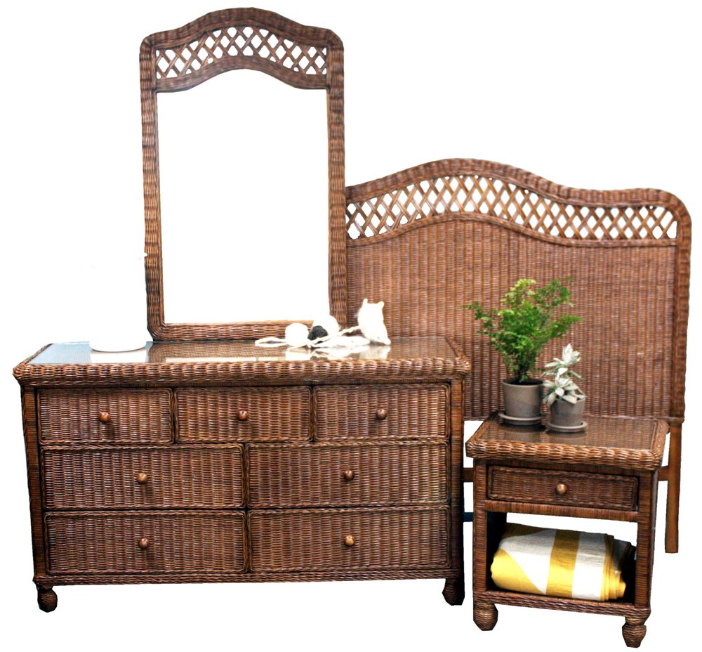 Amazon Com Rattan Man Tropical 4 Piece Wicker Bedroom Set
