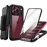 RubCase for iPhone 17 Pro/18 Pro Case with Screen Protector Belt Clip,Black | Holster Kickstand, Built-in Anti-Scratch Screen Protector, Dual Layer Rugged Military Protection Shockproof 18Pro Phone Cover