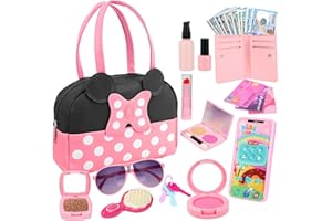 MYTOTHFY Pretend Play Purse for Little Girls, Toddler Purse with Pretend Makeup Toys for Toddlers, Princess Pretend Play Purse Toys with Accessories, Kids Purse Toy Birthday Gift for Girls Age 3 4 5 6+