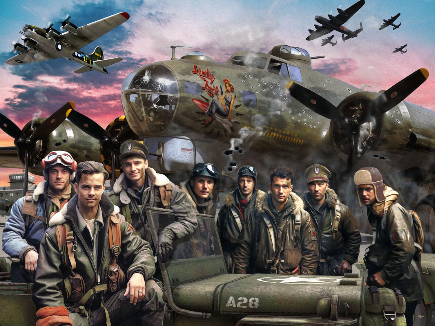 Vermont Christmas Company B-17 Flying Fortress Jigsaw Puzzle 550 Piece - World War II Puzzle for Adults & Young Adults - 24" x 18"