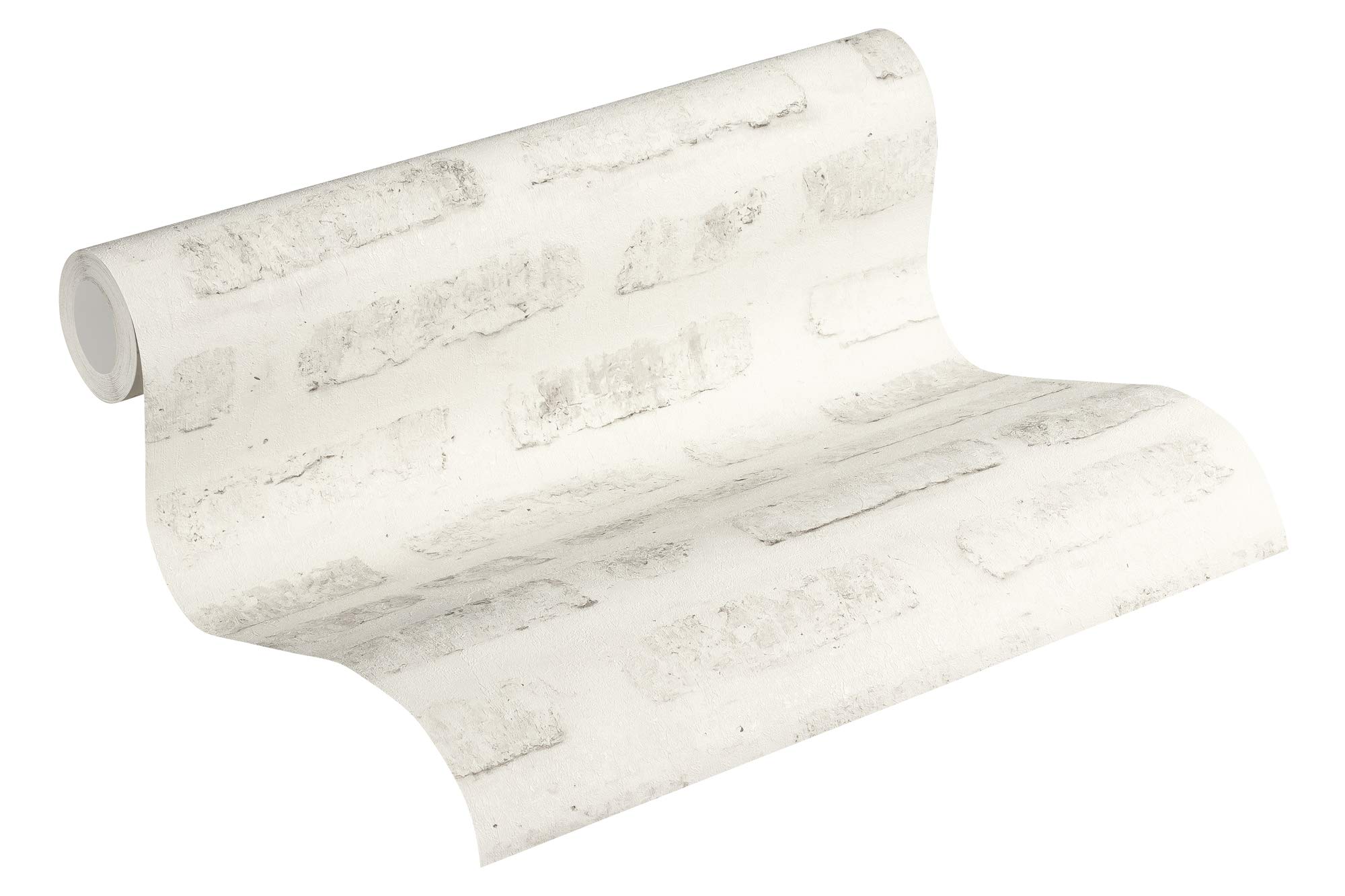 Brick Wallpaper New Walls A.S. Création Non-Woven Wallpaper 10.05 m x 0.53 m Grey White Made in Germany 374222 37422-2