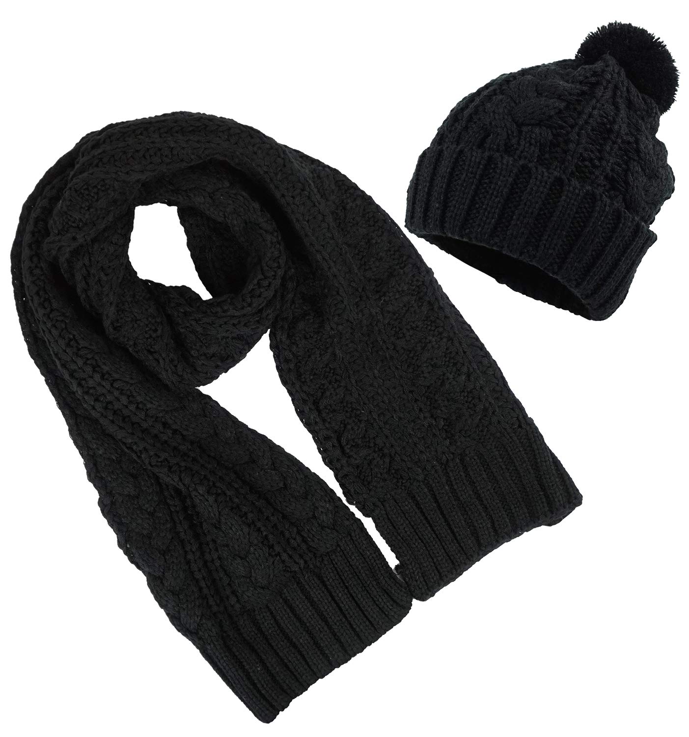 Women's Scarf and Hat 2pcs Set Knitted Warm Skullcaps Thicken Beanie Cap Women's Scarf and Hat 2pcs Set Knitted Warm Skullcaps Thicken Beanie Cap