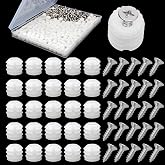 Plastic Hinge Dowel Inserts with Screws, White, MOUNTAINTOP | 200-Pack, Door Hinge Dowels, for Cabinet, Drawer, Bedside Table, Bathroom, Kitchen, Repair &amp; Installation