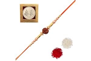 Amba Handicraft Rakhi/Rakhi for Brother/Rudraksha Rakhi/Send rakhi to USA/Rakhi for Brother with Gift Set/Rakhi Bracelet/rakhi for brother and bhabhi/Rakhi Set