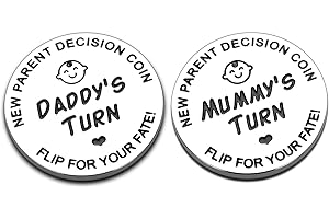 FREREFETER New Baby Gift for Parent Mom Daddy Funny Decision Coin for Women Men Pregnancy Mothers for First Time Moms Dads Mummy to Be Christmas Birthday Present Double-Sided (Silver)