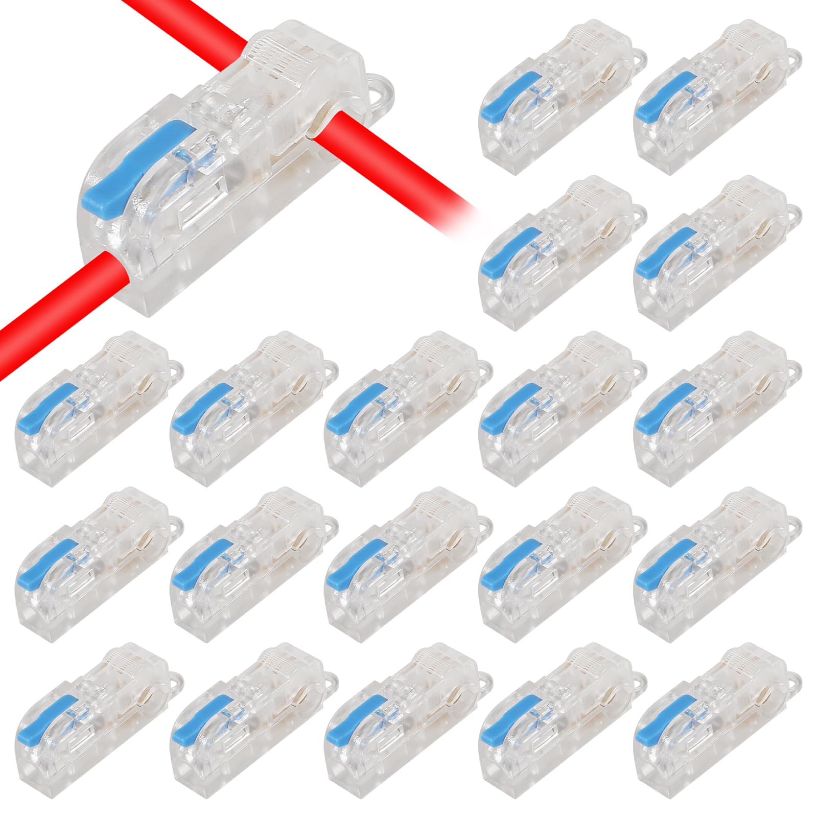 Photo 1 of 20PCS T Tap Wire Connectors Disconnect Terminals,Low Voltage Wire Splitter Connector Push-in, Lever Quick Wire Connectors (1in 1out Blue)