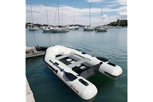 ELELIFE 10FT Inflatable Boat,2-3Person Portable raft,2 Aluminum seat Board and 5 Aluminum Floor,3 Independent air Tubes,14 inch Large Float.No disassembly Required, Ultra Portable Design