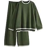 Lentta Women's 2 Piece Sweater Sets Outfits Long Sleeve Knit Pullover Tops Wide Leg Pants Lounge Sets Tracksuits