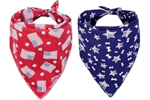 Lamphyface 2Pcs Dog Bandanas Bibs Scarfs for 4th of July Independence Day American Flag for Pet Dog